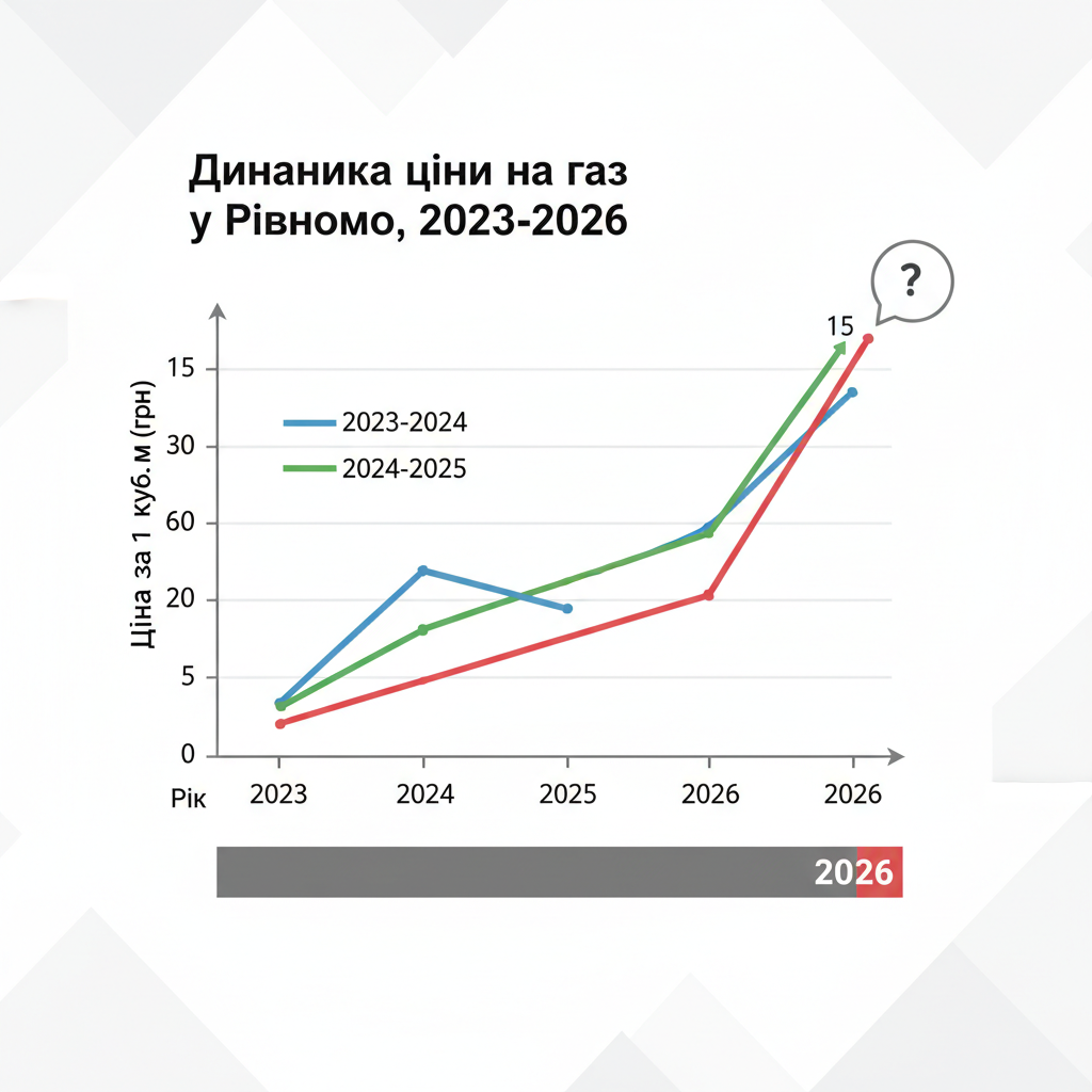 Як змінювалася ціна газу в Рівному: динаміка 2023–2026 — иллюстрация к статье «1 куб газу ціна рівне 2026»
